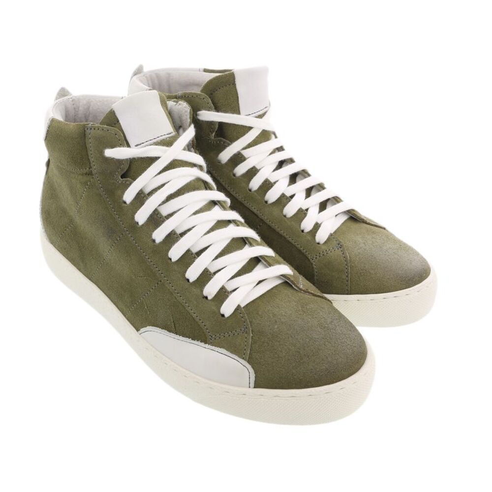 Daniela Fargion Olive Suede Suede Mid Top Distressed Leather Fashion Sneakers-